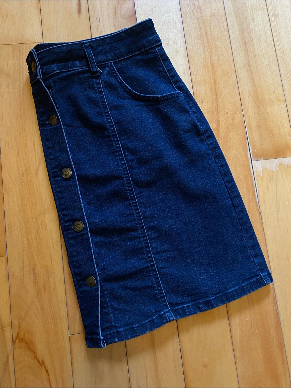 George Dark Blue Button-Front  Denim Skirt - Picture 5 of 7